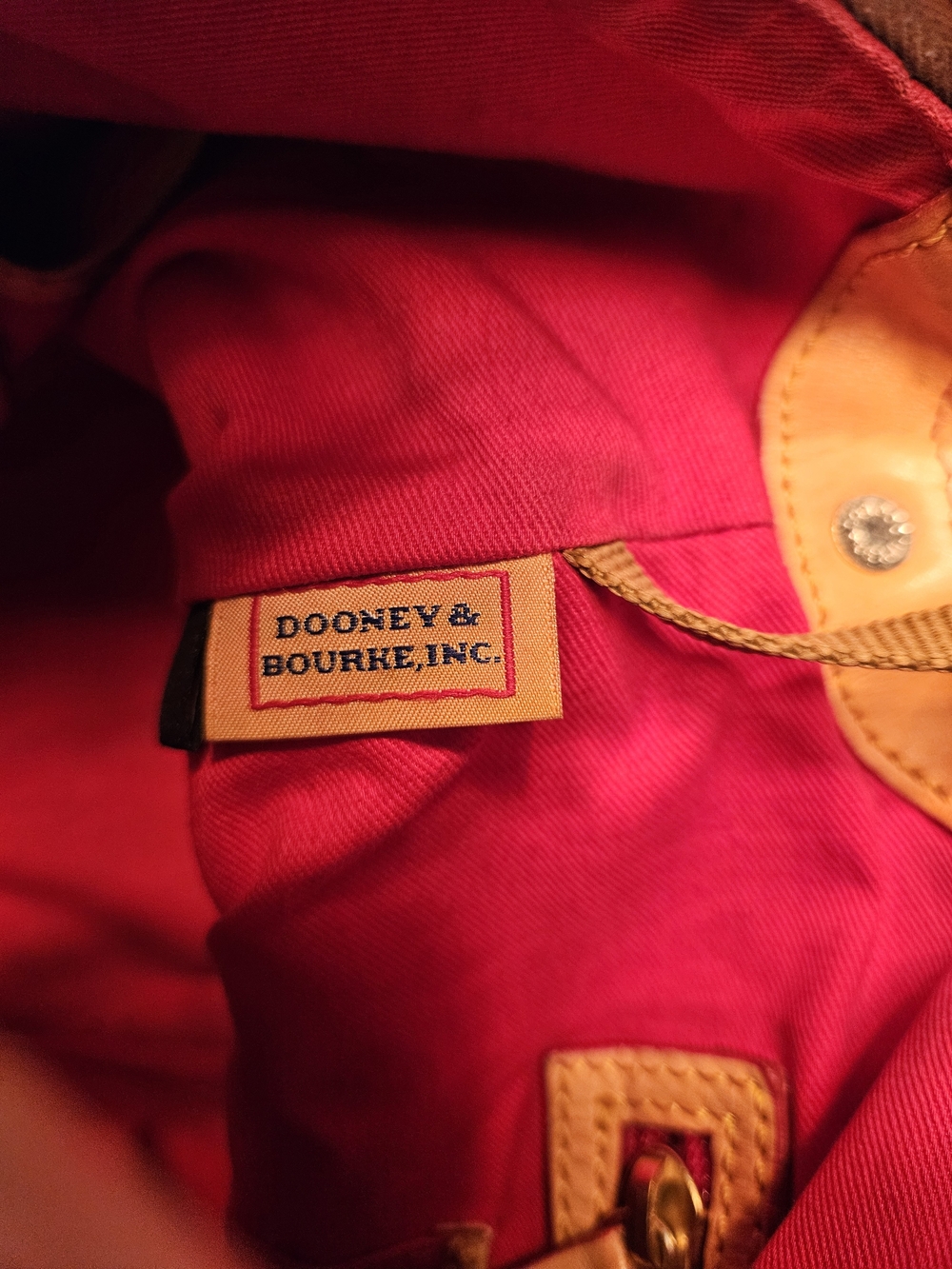 Dooney & Bourke Teal Chevron Satchel with Tan Leather Trim - Picture 5 of 11
